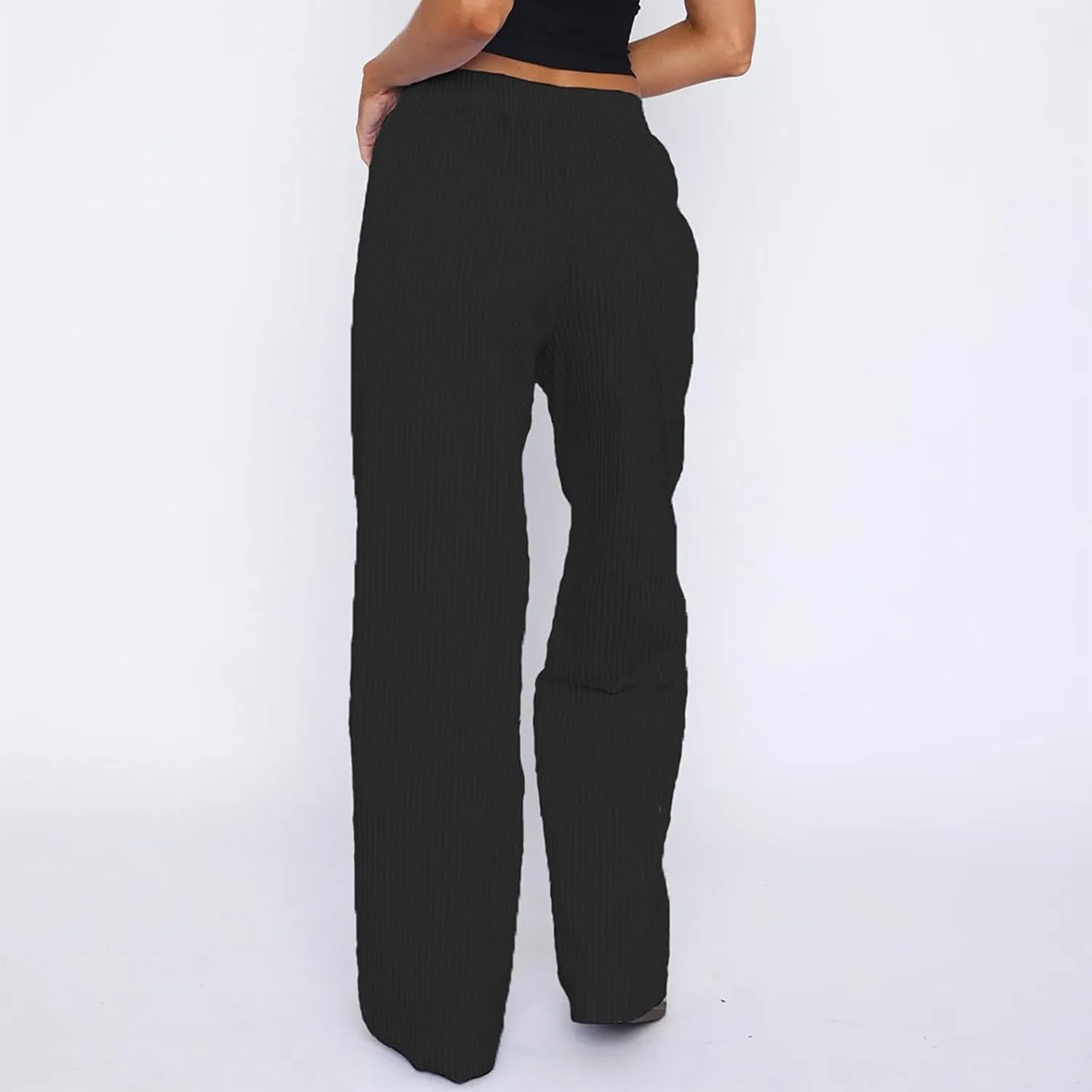 Striped Pants Women Y2k Stretch Wide Leg Lounge Pants Casual Soft High Waisted Comfy Trouser Pants Preppy Pants