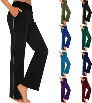 Summer Sports Pants Solid Color Layered Contrast Stretchy Casual Pants Workout Wide Straight Leg Trousers