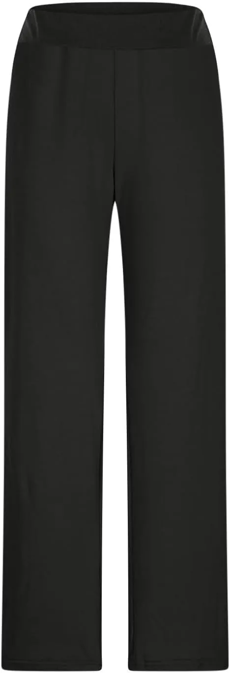 Summer Sports Pants Solid Color Layered Contrast Stretchy Casual Pants Workout Wide Straight Leg Trousers
