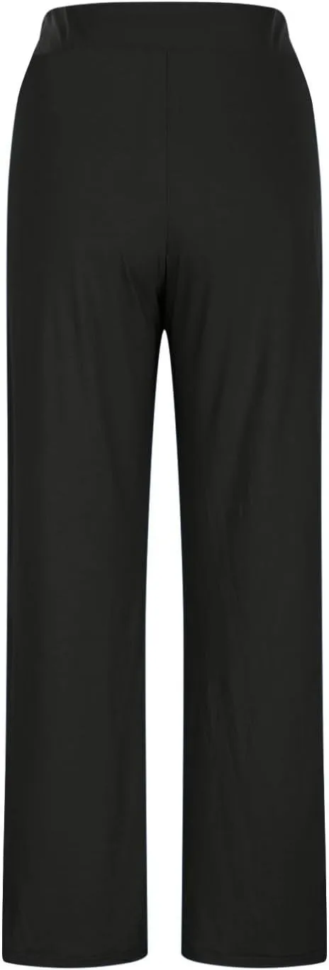 Summer Sports Pants Solid Color Layered Contrast Stretchy Casual Pants Workout Wide Straight Leg Trousers