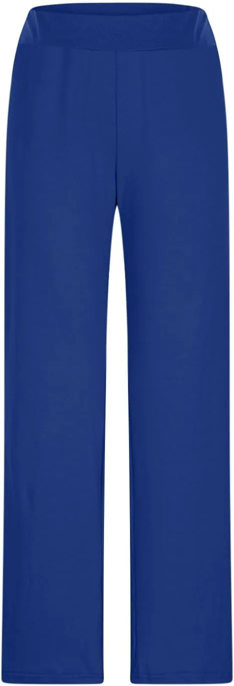 Summer Sports Pants Solid Color Layered Contrast Stretchy Casual Pants Workout Wide Straight Leg Trousers