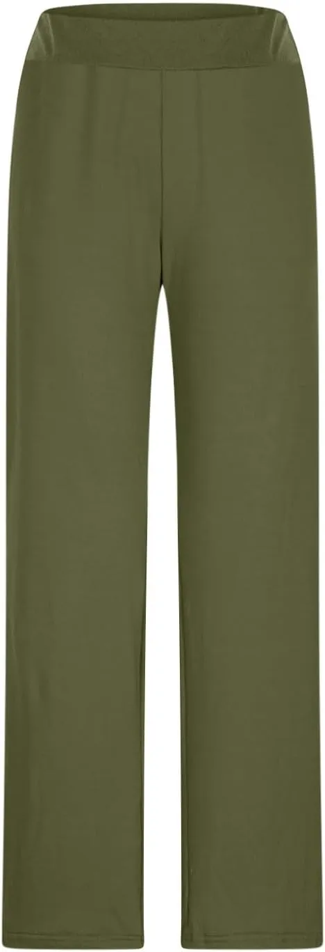 Summer Sports Pants Solid Color Layered Contrast Stretchy Casual Pants Workout Wide Straight Leg Trousers