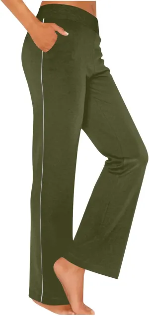 Summer Sports Pants Solid Color Layered Contrast Stretchy Casual Pants Workout Wide Straight Leg Trousers