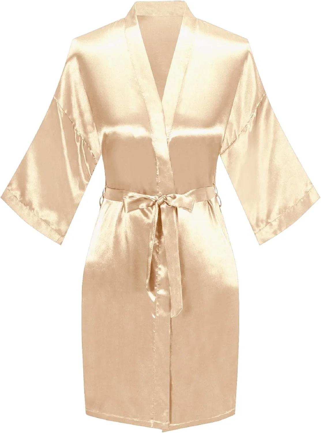 sunshinemall Women's Satin Kimono Robes with Rhinestones Bride Bridesmaid Short Getting Ready Wedding Dressing Gown
