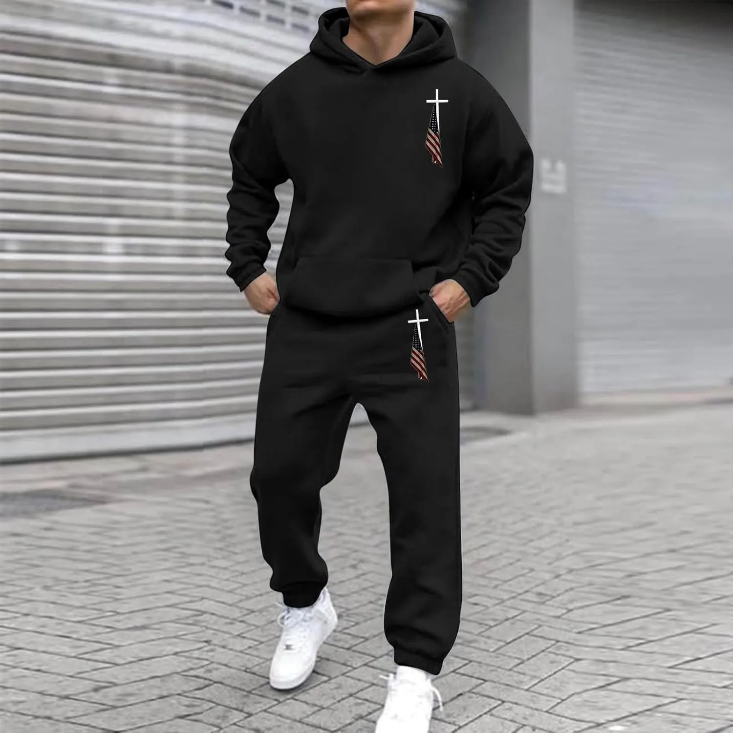 Sweat Suits for Men 2 Piece Hoodie Sweatsuit Sets Long Sleeve Hooded Sweatshirts and Sweatpants Sets Sports Suit