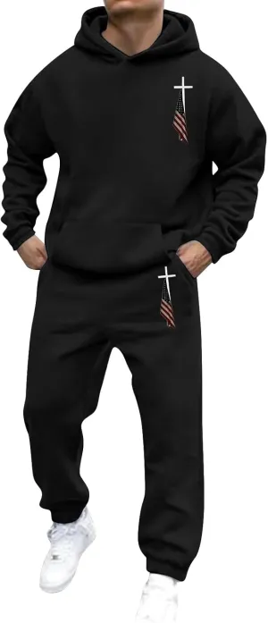 Sweat Suits for Men 2 Piece Hoodie Sweatsuit Sets Long Sleeve Hooded Sweatshirts and Sweatpants Sets Sports Suit