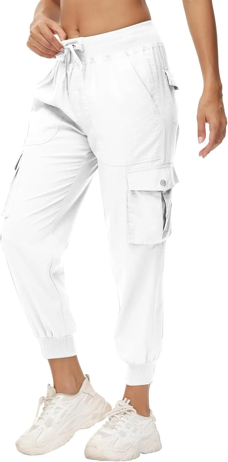 Sweatpants for Women 2025 Trendy Loose Lightweight Stretchy Cargo Pants Multi Pockets High Waist Lounge Pants