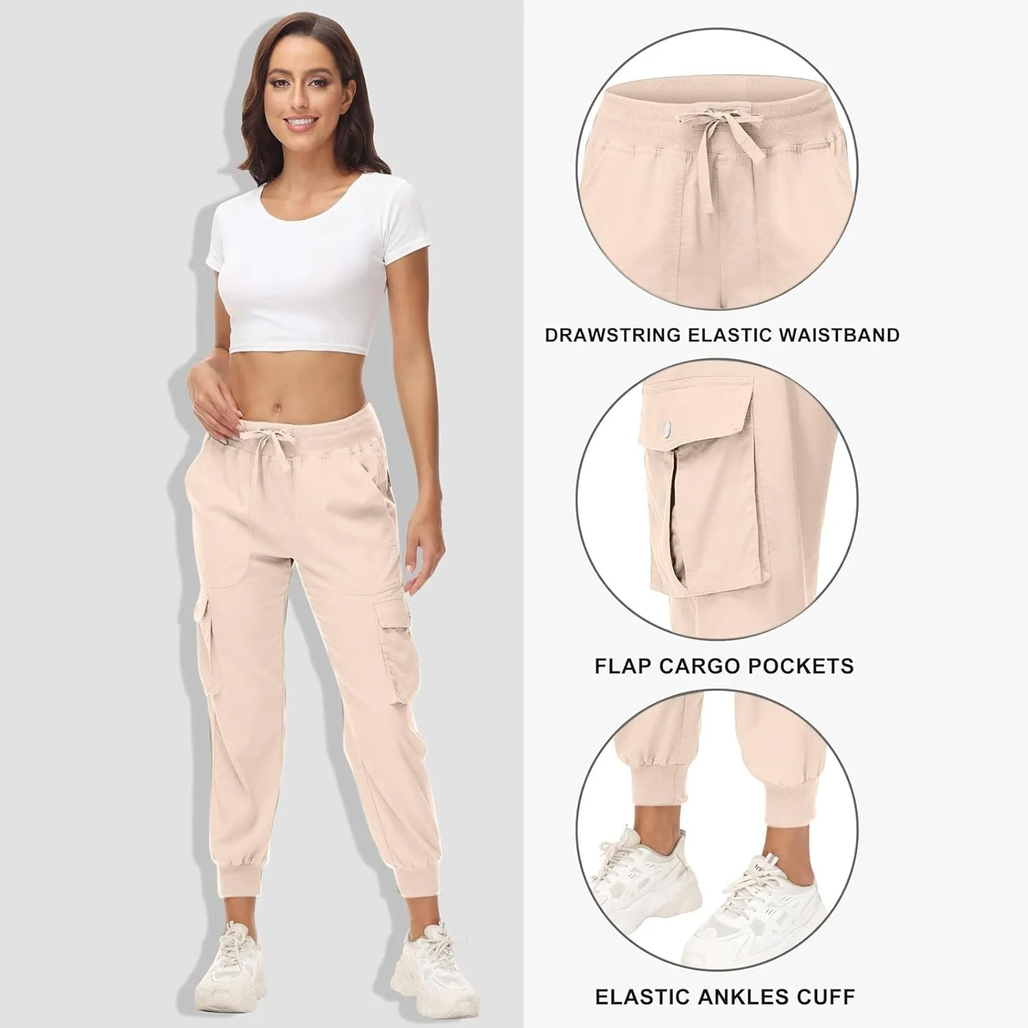 Sweatpants for Women 2025 Trendy Loose Lightweight Stretchy Cargo Pants Multi Pockets High Waist Lounge Pants