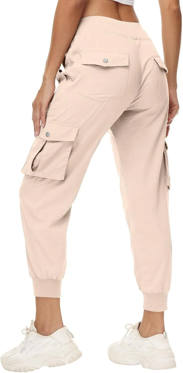 Sweatpants for Women 2025 Trendy Loose Lightweight Stretchy Cargo Pants Multi Pockets High Waist Lounge Pants