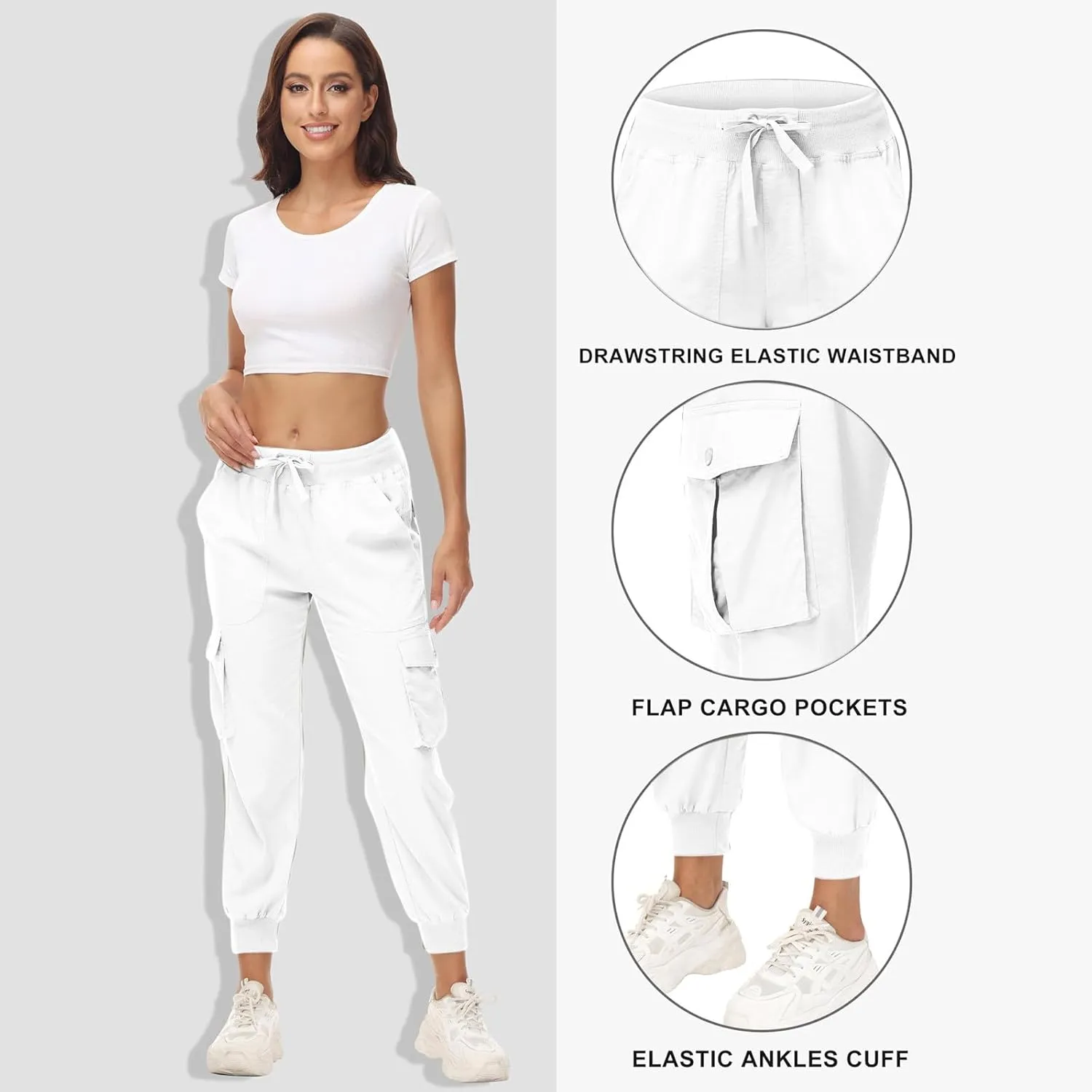 Sweatpants for Women 2025 Trendy Loose Lightweight Stretchy Cargo Pants Multi Pockets High Waist Lounge Pants
