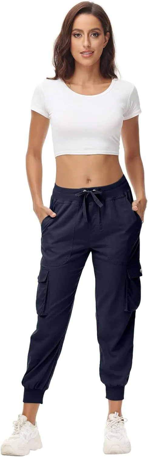 Sweatpants for Women 2025 Trendy Loose Lightweight Stretchy Cargo Pants Multi Pockets High Waist Lounge Pants