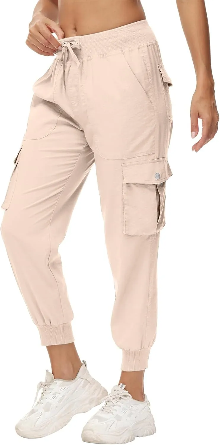 Sweatpants for Women 2025 Trendy Loose Lightweight Stretchy Cargo Pants Multi Pockets High Waist Lounge Pants