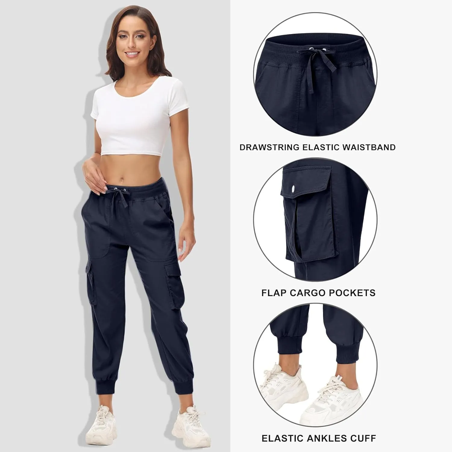 Sweatpants for Women 2025 Trendy Loose Lightweight Stretchy Cargo Pants Multi Pockets High Waist Lounge Pants