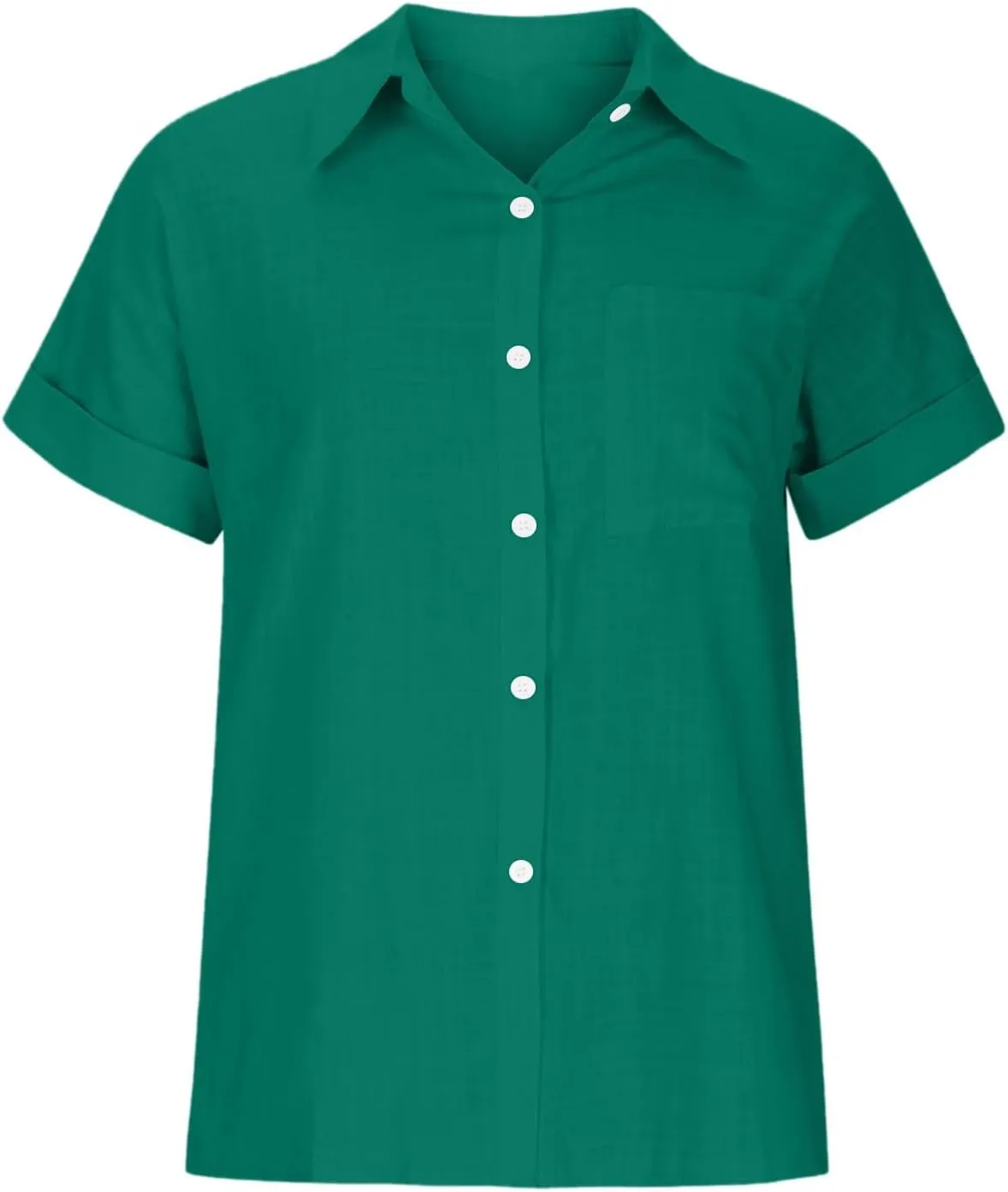 TANGNADE Oversized Linen Button Down Women Short Sleeve Shirts Collared Plus Size Boyfriend Loose Blouse with Front Pocket