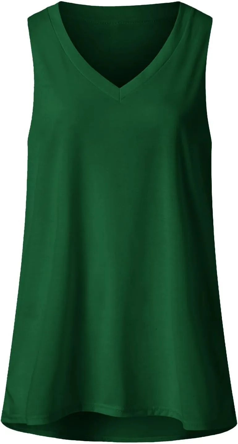 Tank Top for Women Plus Size V Neck Sleeveless Clothes Casual 2025 Casual Summer Holiday Beach Going Out Shirts
