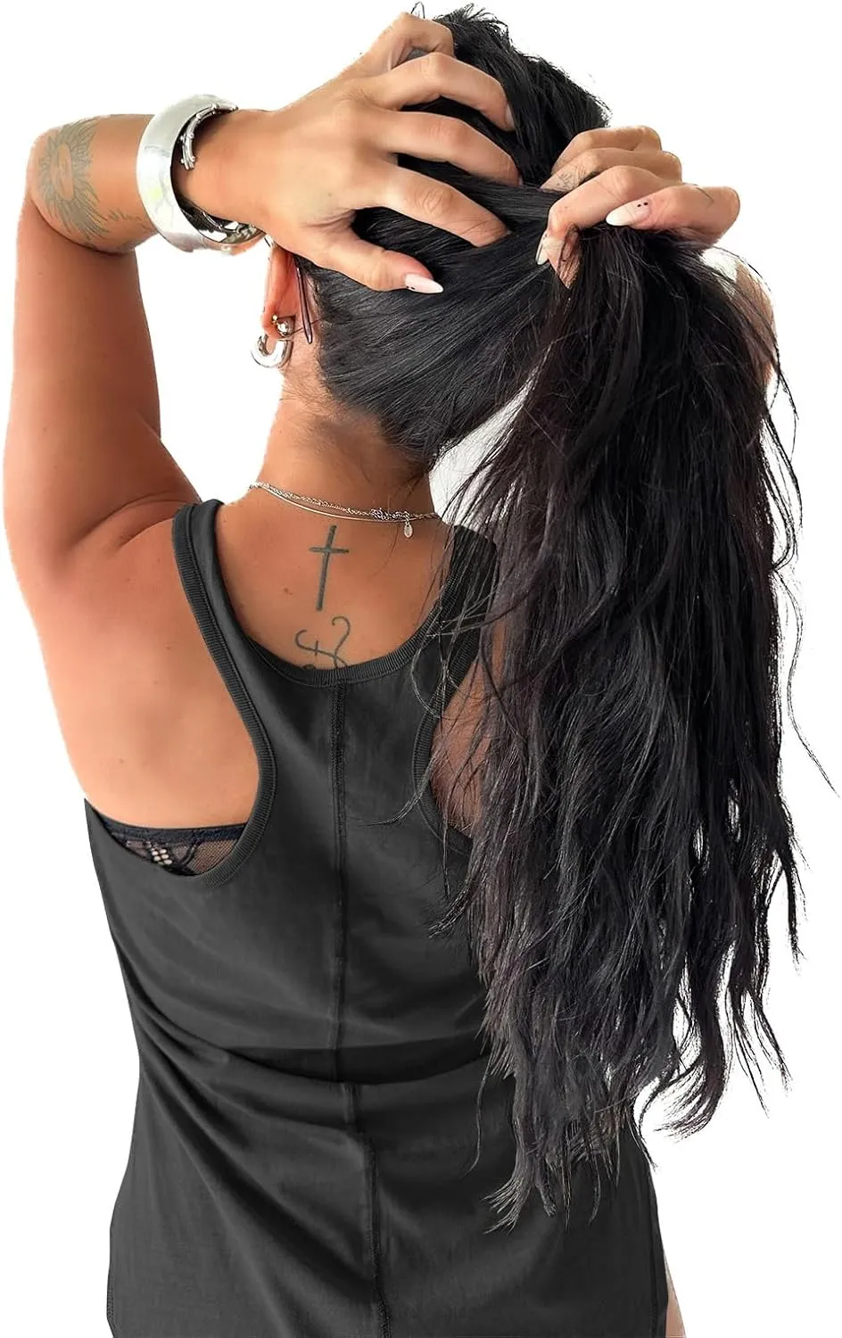 Tankaneo Womens Oversized Long Tank Tops Scoop Neck Side Slit Sleeveless Cotton Shirts Summer Casual Racerback Tees