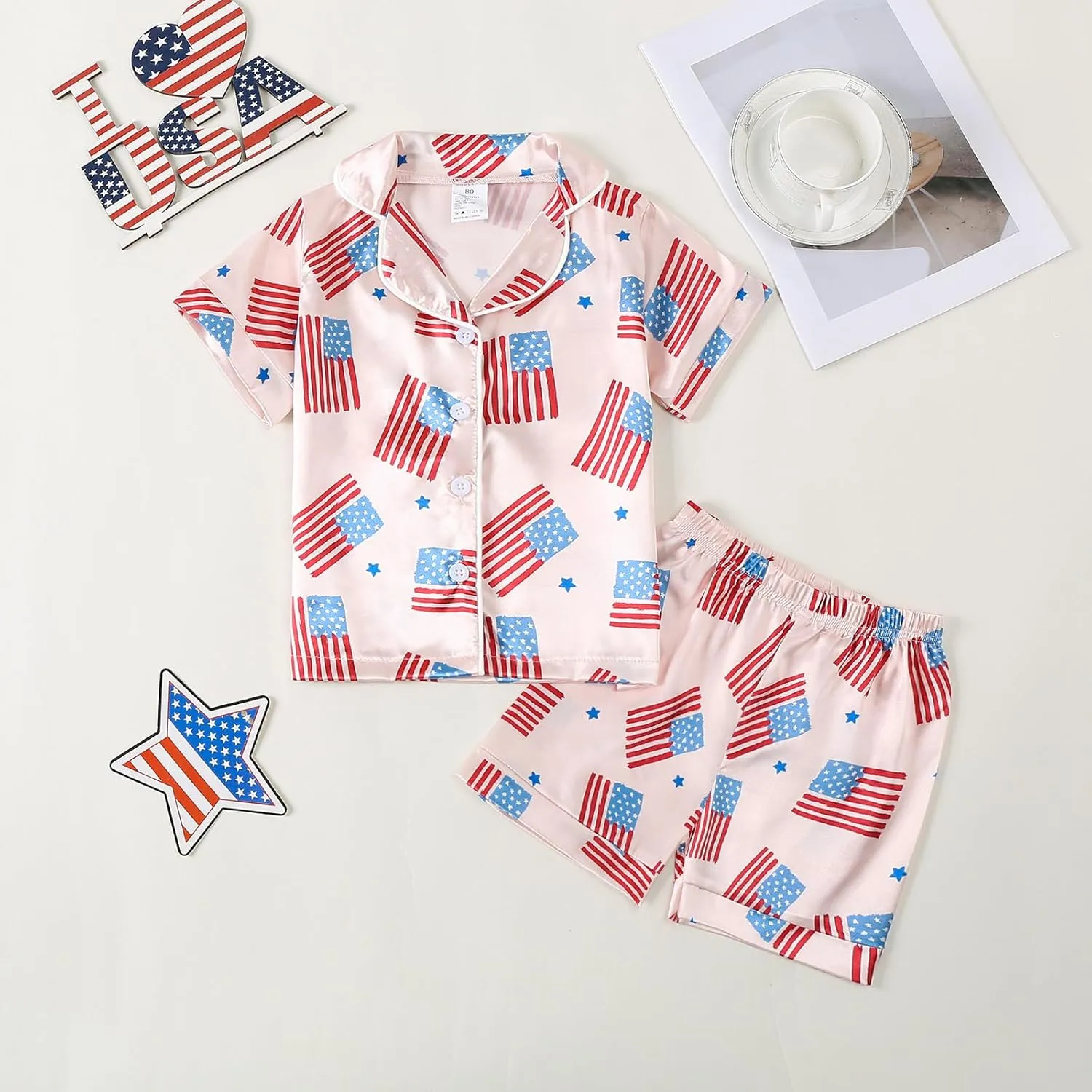 Toddler Baby Girl St Patricks Day Pajamas Bow&Clover Print Short Sleeve Shirts   Shorts Summer Girls Sleepwear Suit