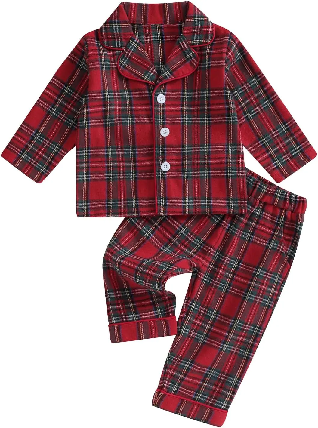 Toddler Boys Girls Christmas Pajamas Santa Plaid Long Sleeves Shirt Pajama Pants Set Kids Satin Silk Nightgown Outfit