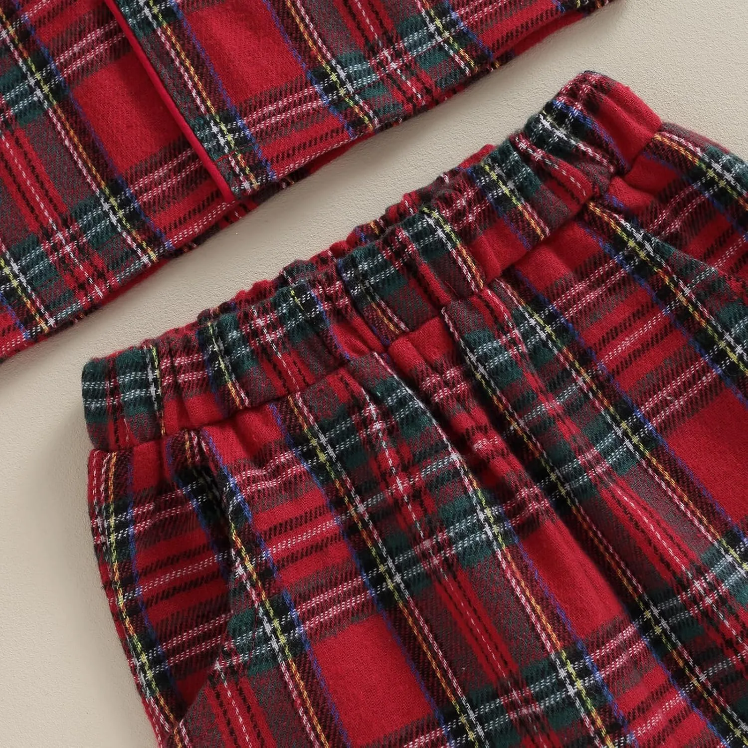 Toddler Boys Girls Christmas Pajamas Santa Plaid Long Sleeves Shirt Pajama Pants Set Kids Satin Silk Nightgown Outfit