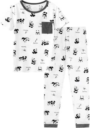 Toddler Printed Pajamas Boys Girls Sleepwear Little Kids Short Sleeve Top and Pants 2 Piece Pjs 2-8Y