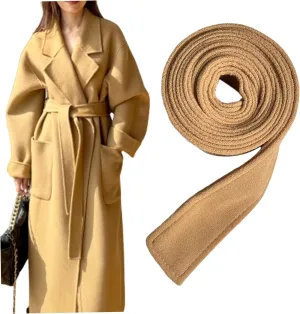 Trench Coat Belt Replacement, 69" Long Woolen Overcoat Belt, Decorative Buckle Robe Alternative, Khaki Outerwear for Ladies Women & Girls