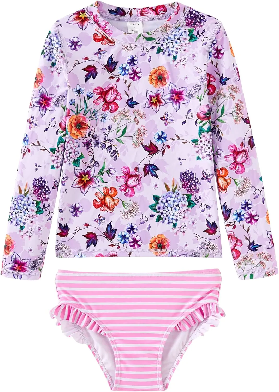 UMELOK Toddler and Little Girls Rash Guard Sets with Bikini Bottoms Swimwear