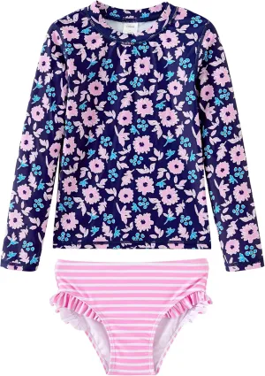 UMELOK Toddler and Little Girls Rash Guard Sets with Bikini Bottoms Swimwear