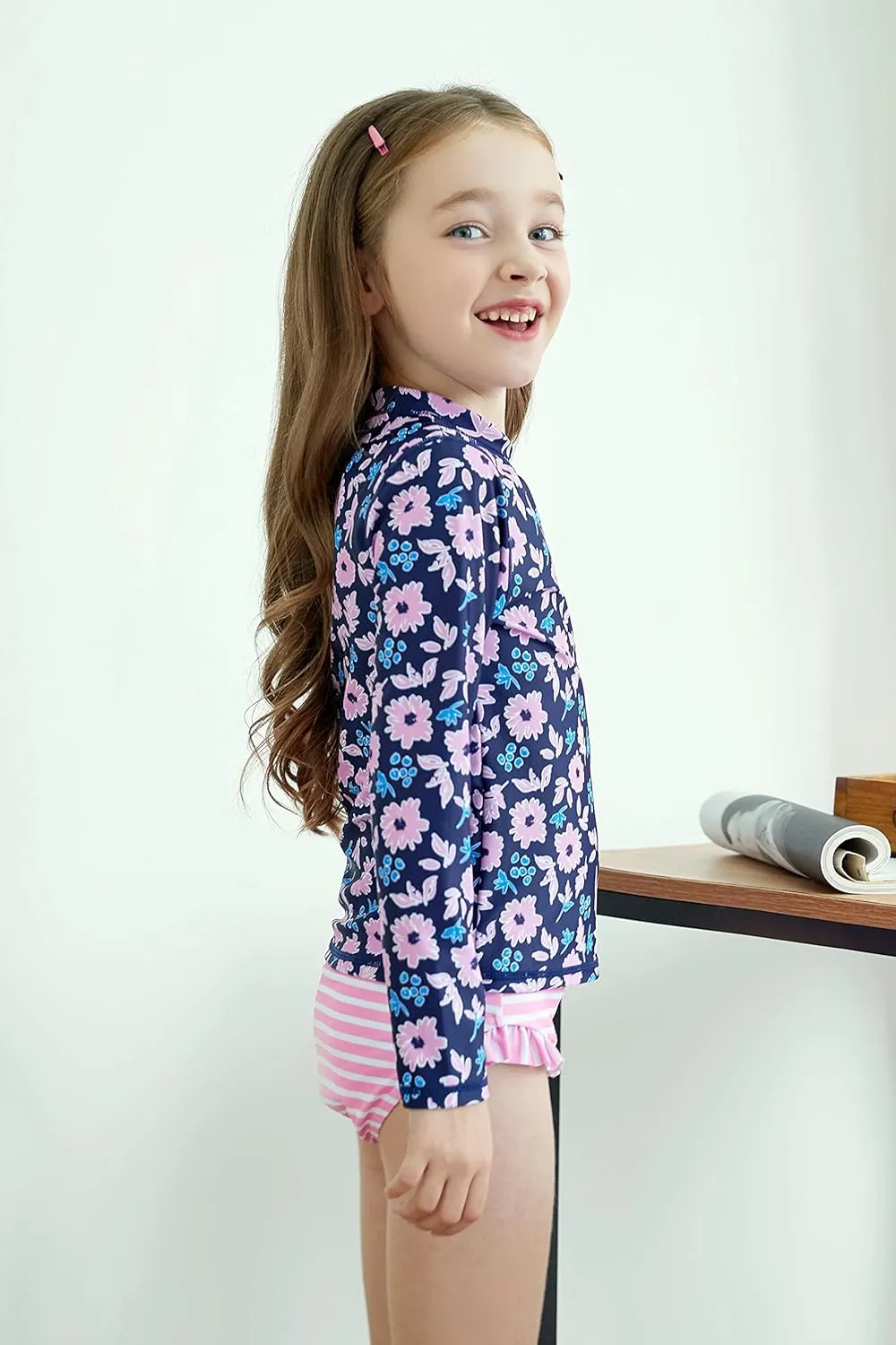 UMELOK Toddler and Little Girls Rash Guard Sets with Bikini Bottoms Swimwear