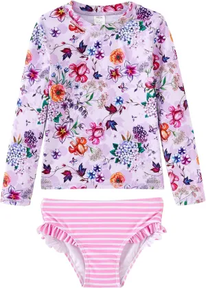 UMELOK Toddler and Little Girls Rash Guard Sets with Bikini Bottoms Swimwear
