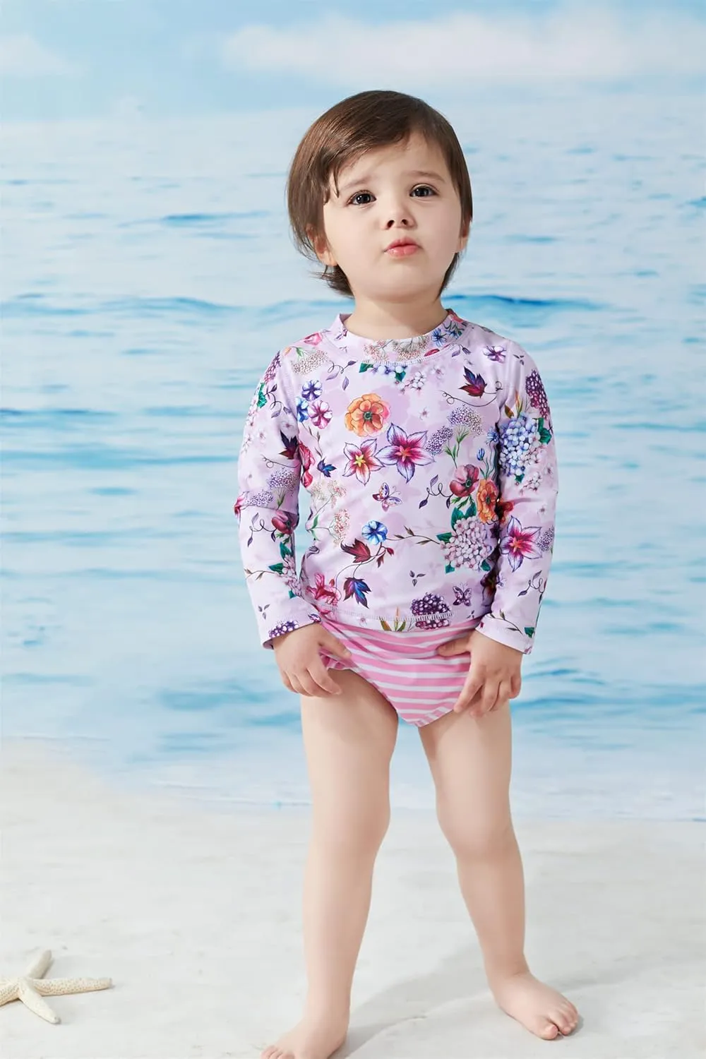 UMELOK Toddler and Little Girls Rash Guard Sets with Bikini Bottoms Swimwear