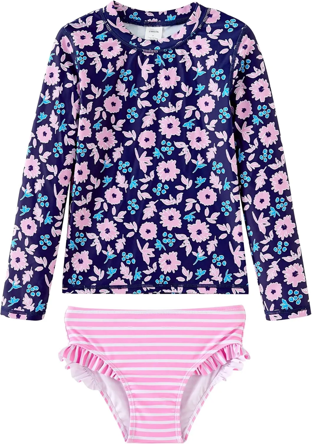 UMELOK Toddler and Little Girls Rash Guard Sets with Bikini Bottoms Swimwear