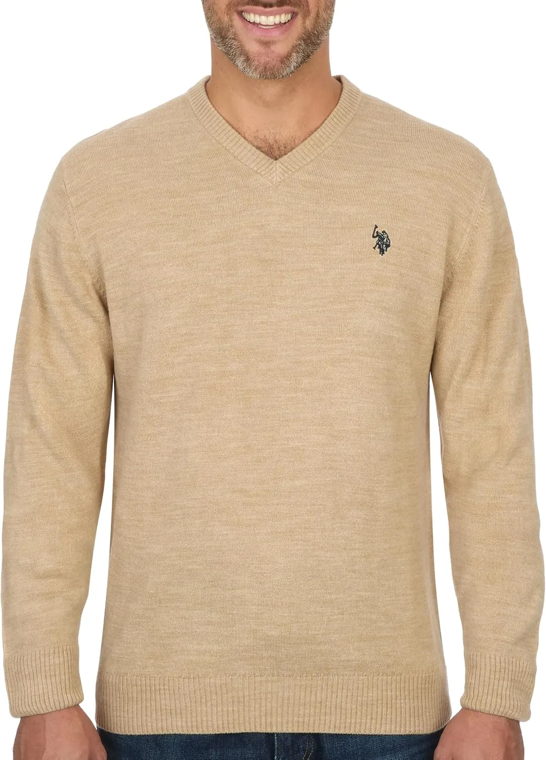 U.S. POLO ASSN. Men's V-Neck Ultrasoft Trim Fit Acrylic Sweater - Casual Lightweight Under or Over Layer