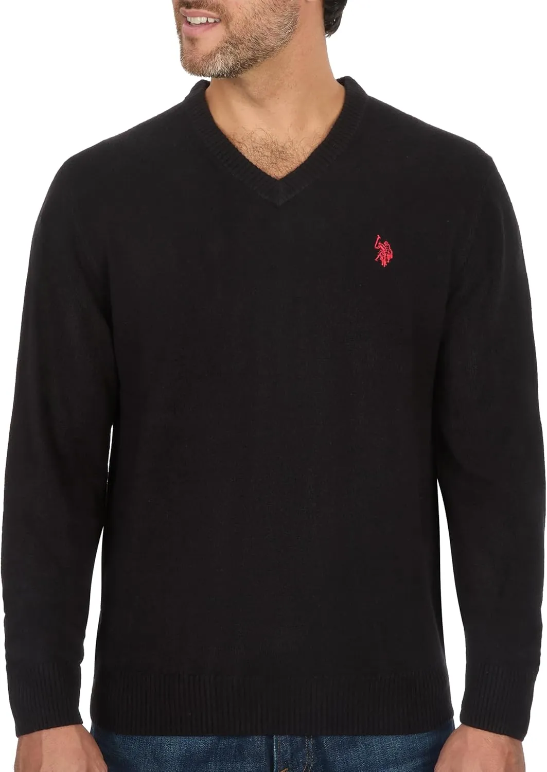 U.S. POLO ASSN. Men's V-Neck Ultrasoft Trim Fit Acrylic Sweater - Casual Lightweight Under or Over Layer