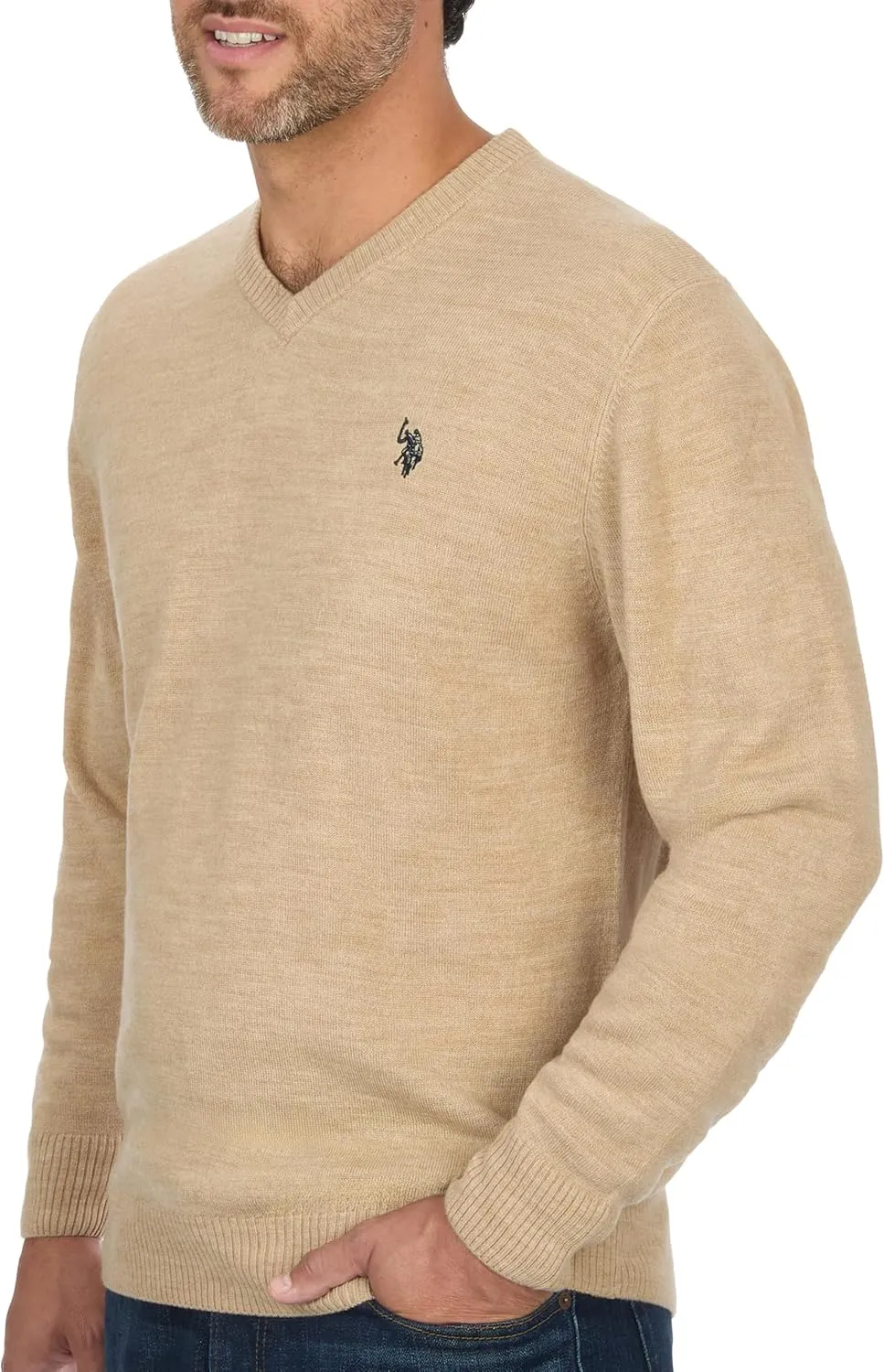 U.S. POLO ASSN. Men's V-Neck Ultrasoft Trim Fit Acrylic Sweater - Casual Lightweight Under or Over Layer