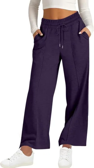 Wide Leg Sweatpants for Womens Lightweight High Waisted Joggers Loose Casual Yoga Pants Lounge Joggers with Pockets