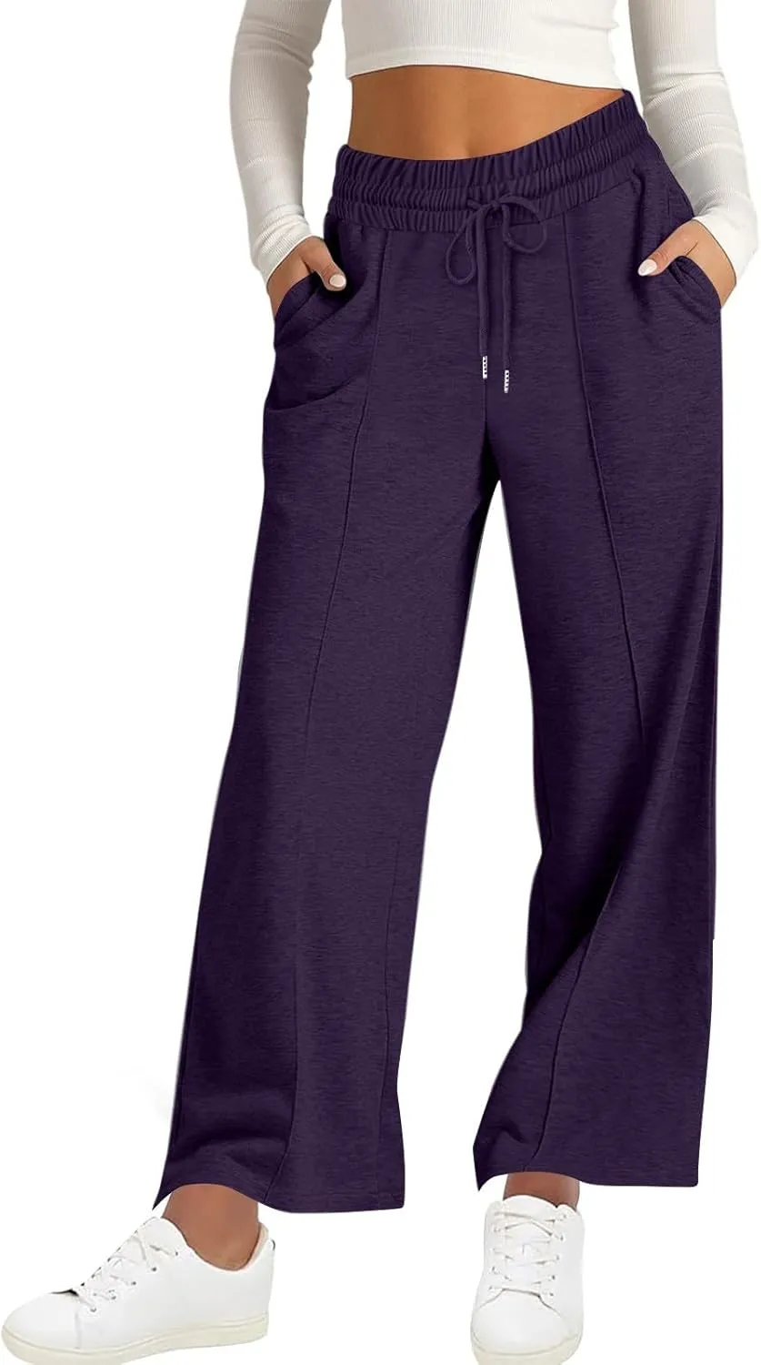 Wide Leg Sweatpants for Womens Lightweight High Waisted Joggers Loose Casual Yoga Pants Lounge Joggers with Pockets