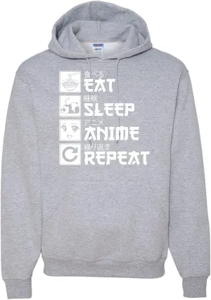 Wild Bobby Eat Sleep Anime Repeat Pop Culture Unisex Graphic Hoodie Sweatshirt