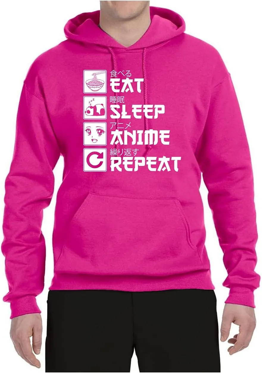 Wild Bobby Eat Sleep Anime Repeat Pop Culture Unisex Graphic Hoodie Sweatshirt