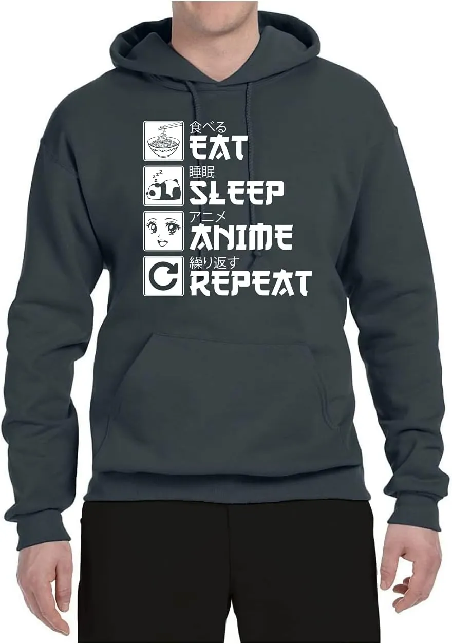 Wild Bobby Eat Sleep Anime Repeat Pop Culture Unisex Graphic Hoodie Sweatshirt