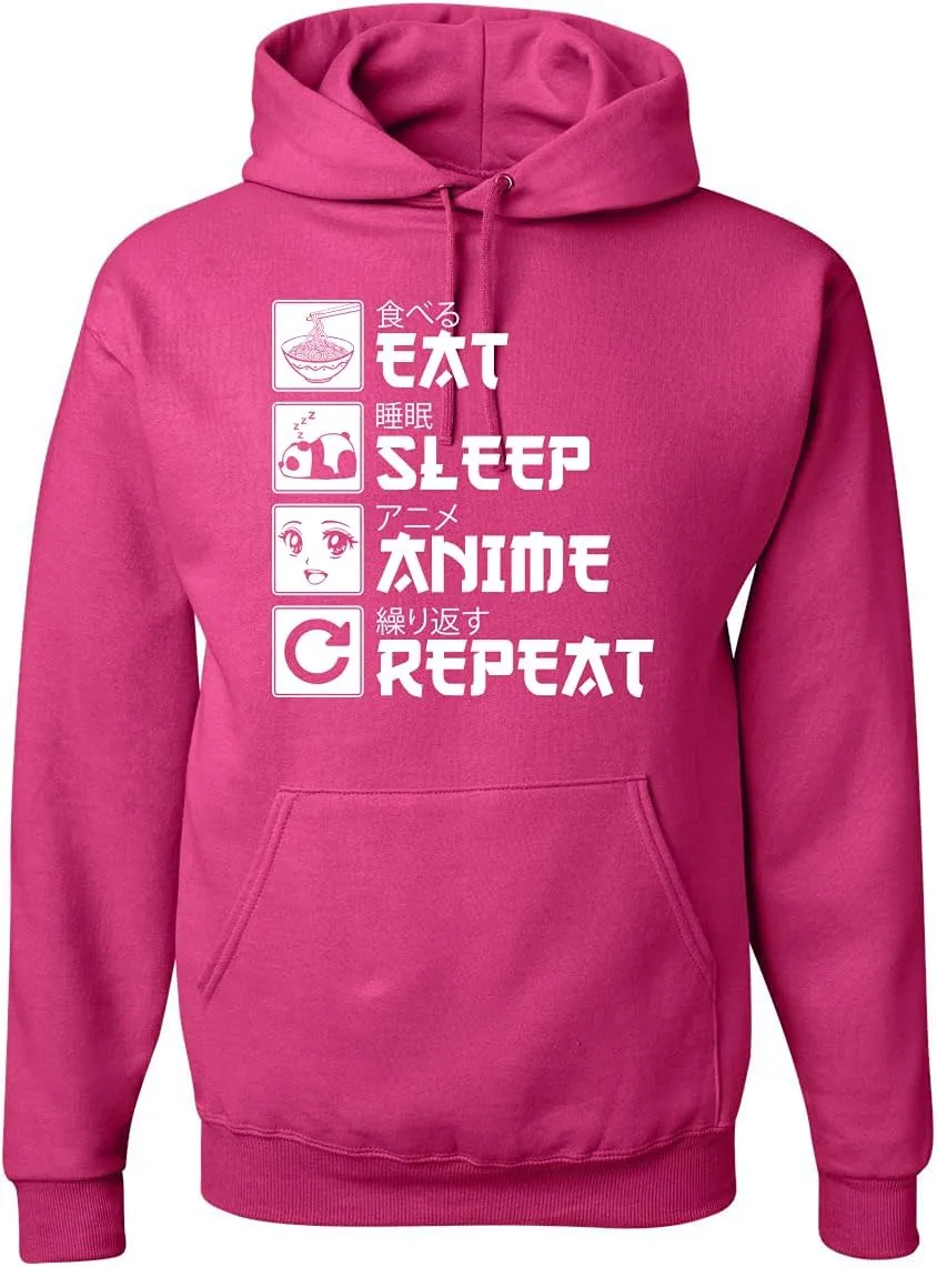 Wild Bobby Eat Sleep Anime Repeat Pop Culture Unisex Graphic Hoodie Sweatshirt