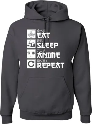 Wild Bobby Eat Sleep Anime Repeat Pop Culture Unisex Graphic Hoodie Sweatshirt