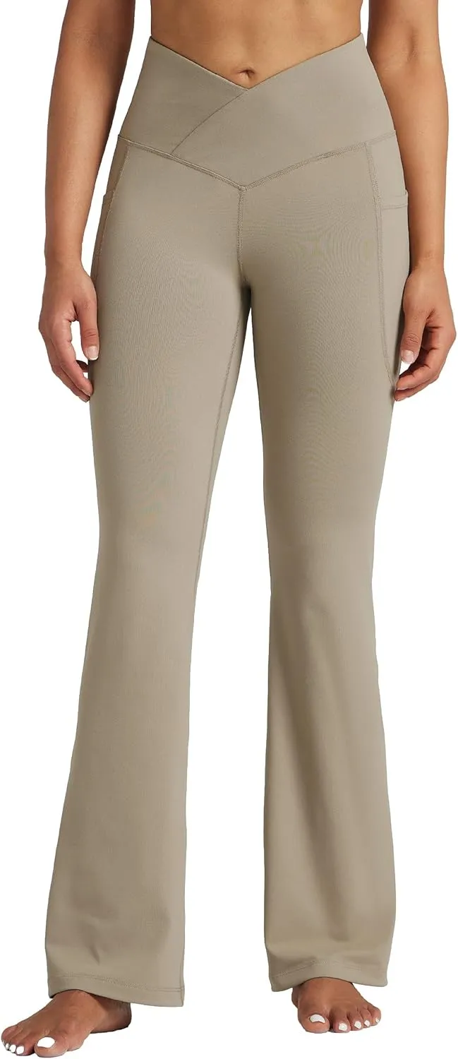 Willit Women's Flare Leggings Crossover Yoga Pants High Waist Bootcut Workout Leggings with Pockets 29" 31"
