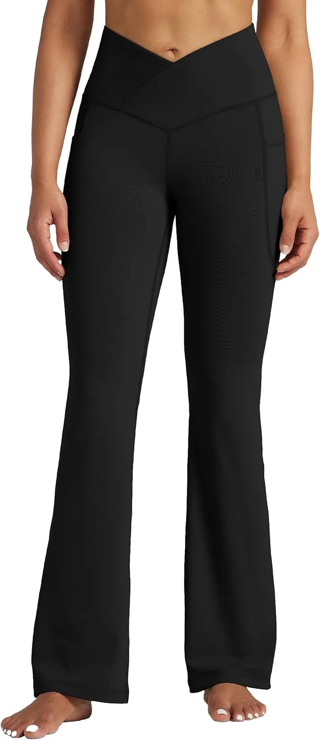 Willit Women's Flare Leggings Crossover Yoga Pants High Waist Bootcut Workout Leggings with Pockets 29" 31"