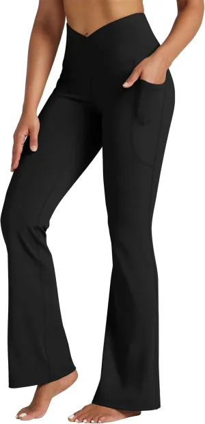 Willit Women's Flare Leggings Crossover Yoga Pants High Waist Bootcut Workout Leggings with Pockets 29" 31"