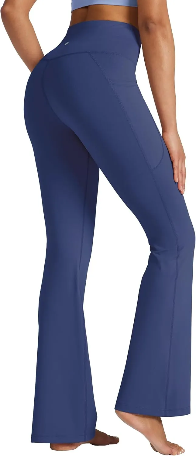 Willit Women's Flare Leggings Crossover Yoga Pants High Waist Bootcut Workout Leggings with Pockets 29" 31"
