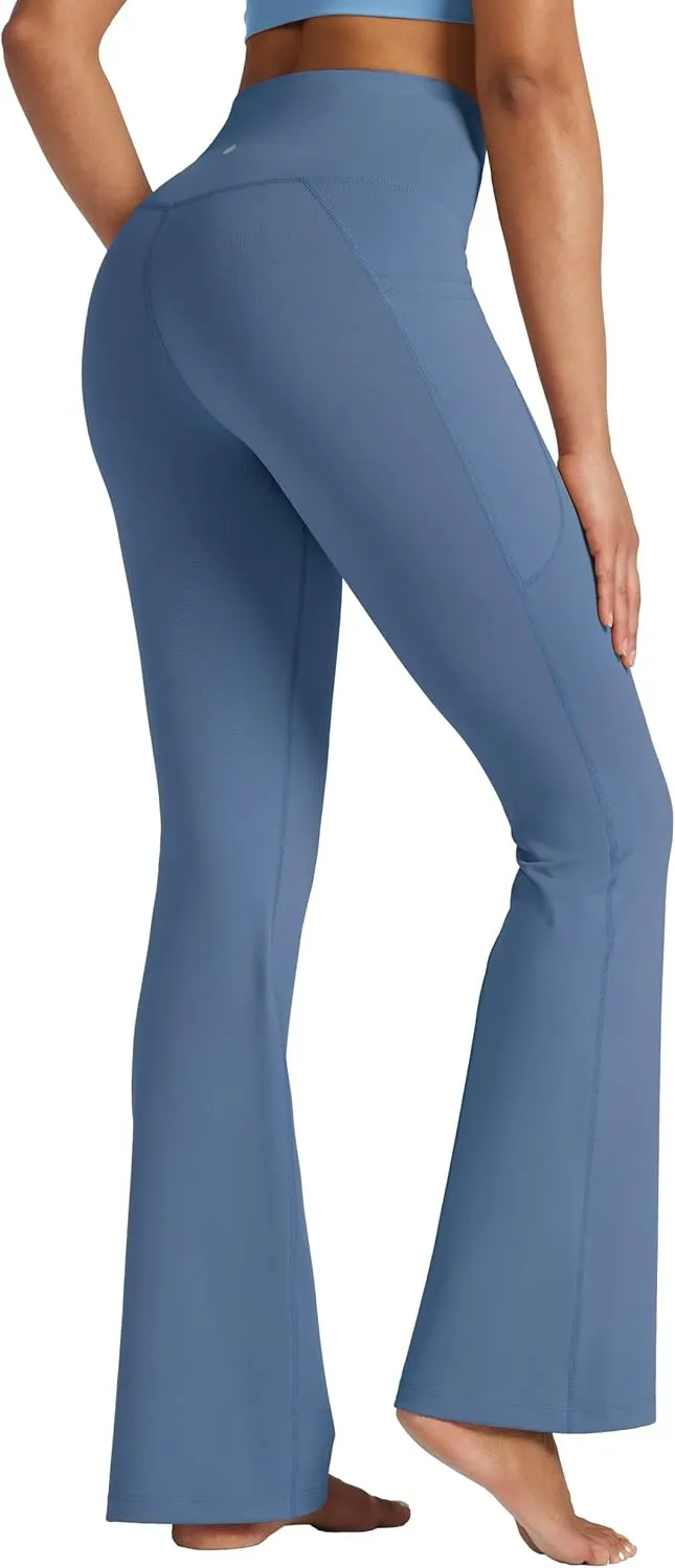 Willit Women's Flare Leggings Crossover Yoga Pants High Waist Bootcut Workout Leggings with Pockets 29" 31"