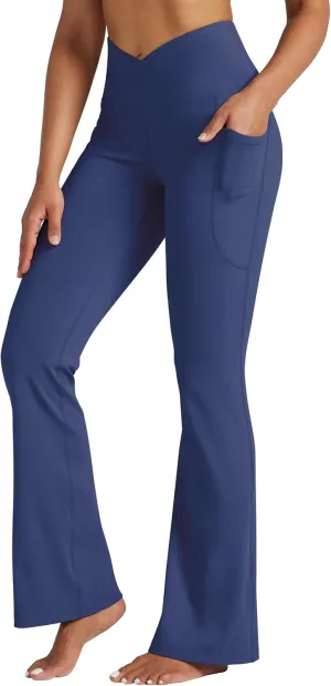 Willit Women's Flare Leggings Crossover Yoga Pants High Waist Bootcut Workout Leggings with Pockets 29" 31"