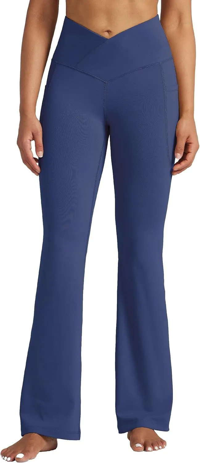 Willit Women's Flare Leggings Crossover Yoga Pants High Waist Bootcut Workout Leggings with Pockets 29" 31"