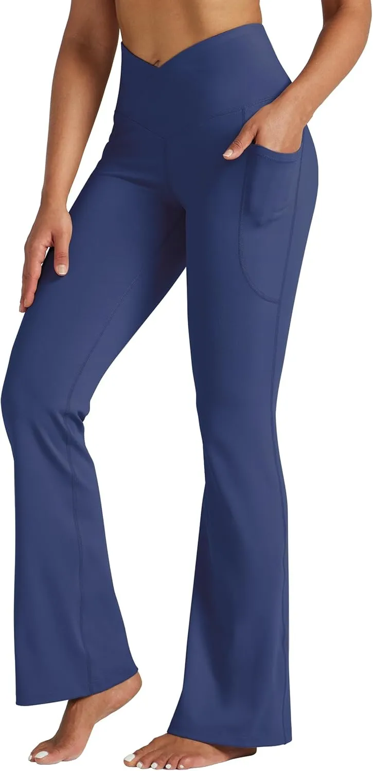 Willit Women's Flare Leggings Crossover Yoga Pants High Waist Bootcut Workout Leggings with Pockets 29" 31"