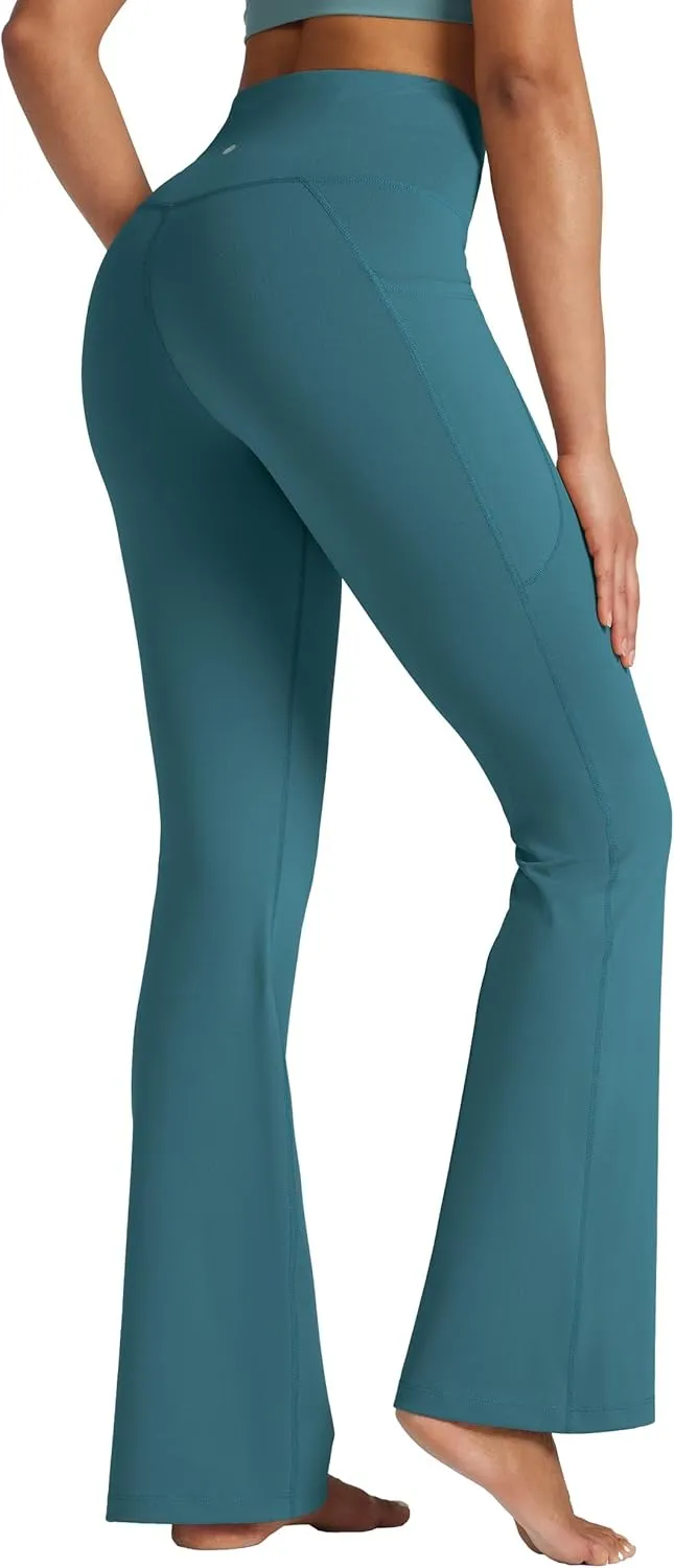 Willit Women's Flare Leggings Crossover Yoga Pants High Waist Bootcut Workout Leggings with Pockets 29" 31"